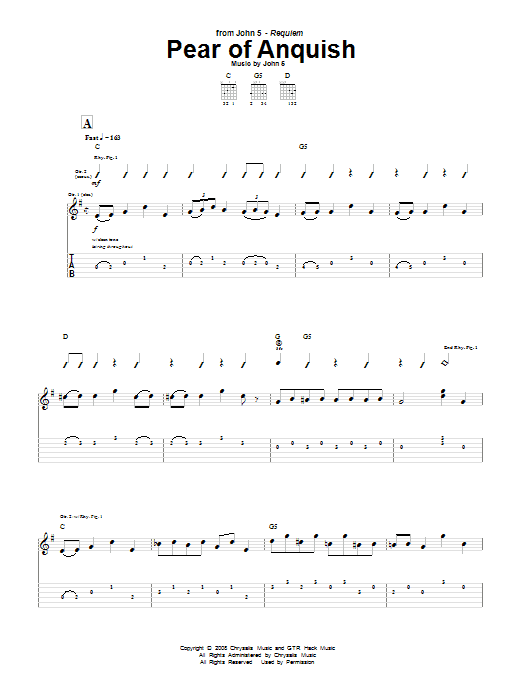 John 5 Pear Of Anquish Sheet Music Notes & Chords for Guitar Tab - Download or Print PDF