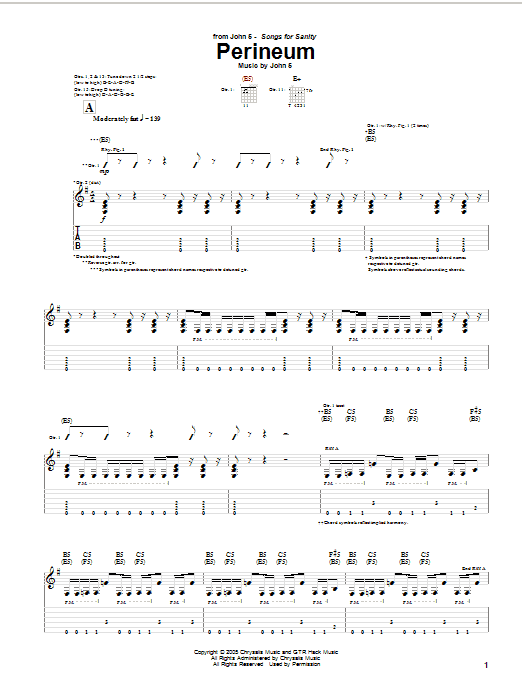 John 5 Perineum Sheet Music Notes & Chords for Guitar Tab - Download or Print PDF