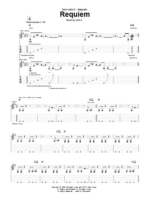 John 5 Requiem Sheet Music Notes & Chords for Guitar Tab - Download or Print PDF
