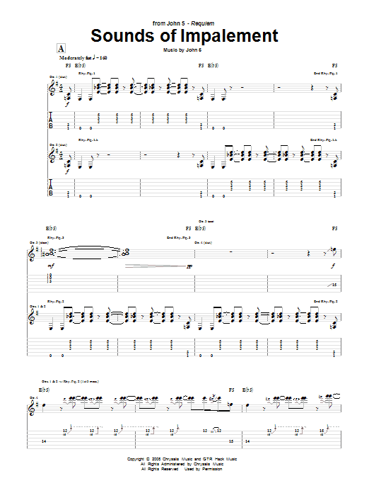 John 5 Sounds Of Impalement Sheet Music Notes & Chords for Guitar Tab - Download or Print PDF