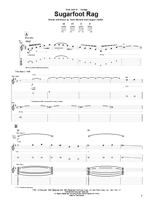 John 5 Sugarfoot Rag Sheet Music Notes & Chords for Guitar Tab - Download or Print PDF