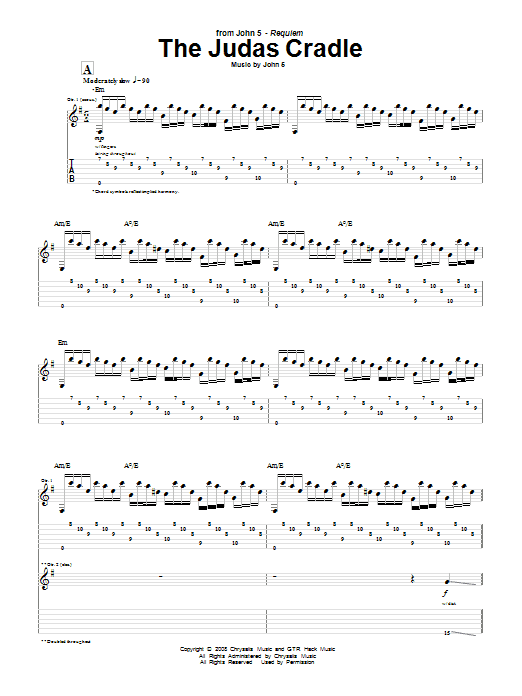 John 5 The Judas Cradle Sheet Music Notes & Chords for Guitar Tab - Download or Print PDF