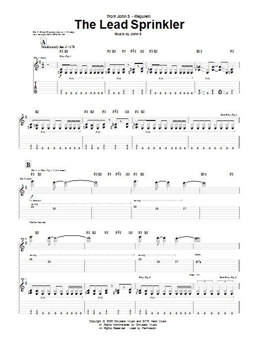 John 5 The Lead Sprinkler Sheet Music Notes & Chords for Guitar Tab - Download or Print PDF