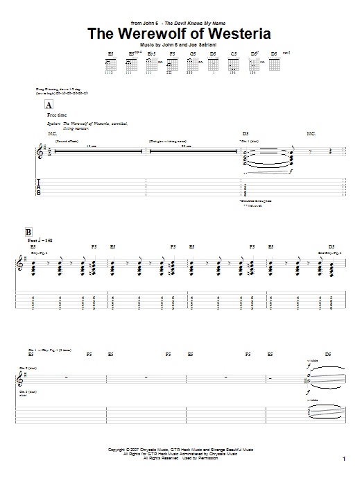 John 5 The Werewolf Of Westeria Sheet Music Notes & Chords for Guitar Tab - Download or Print PDF