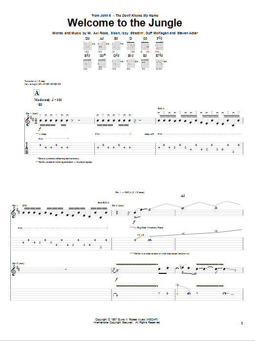 John 5 Welcome To The Jungle Sheet Music Notes & Chords for Guitar Tab - Download or Print PDF