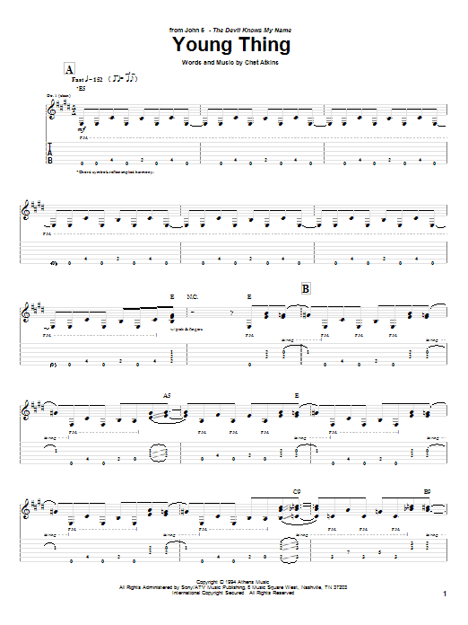 John 5 Young Thing Sheet Music Notes & Chords for Guitar Tab - Download or Print PDF