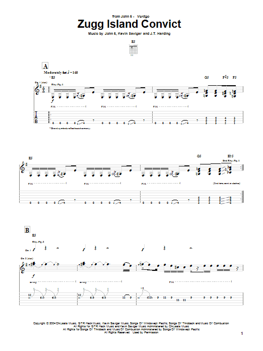 John 5 Zugg Island Convict Sheet Music Notes & Chords for Guitar Tab - Download or Print PDF John 5 Zugg Island Convict Sheet Music Notes & Chords for Guitar Tab - Download or Print PDF