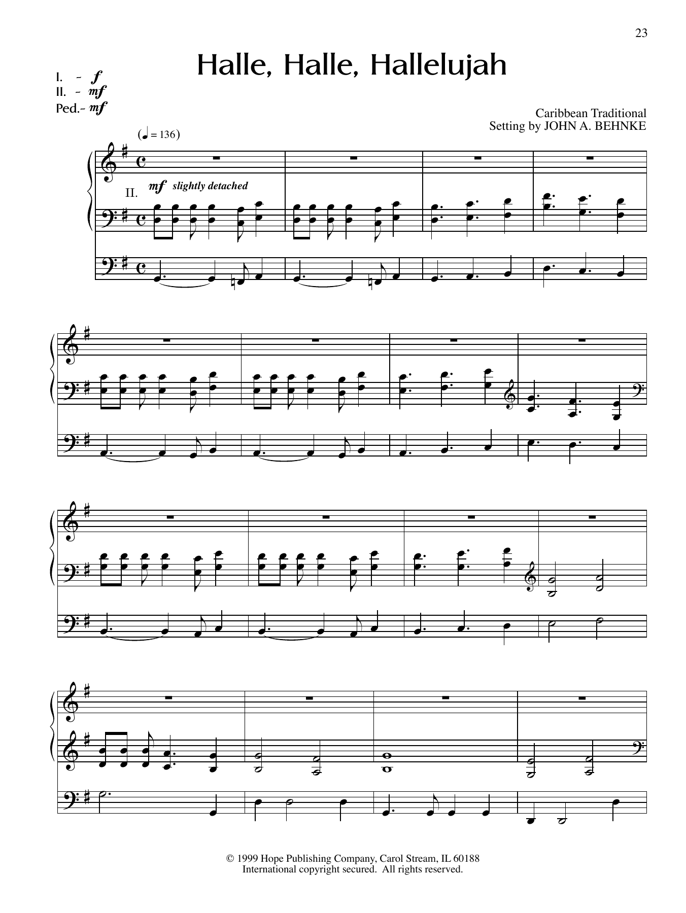 John A. Behnke Halle, Halle, Hallelujah Sheet Music Notes & Chords for Organ - Download or Print PDF