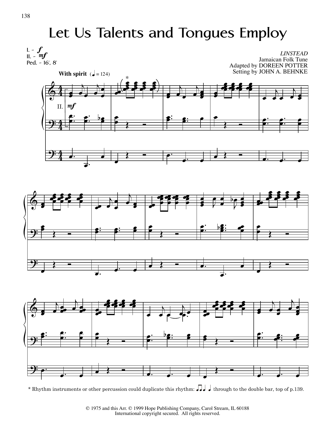 John A. Behnke Let Us Talents and Tongues Employ Sheet Music Notes & Chords for Organ - Download or Print PDF