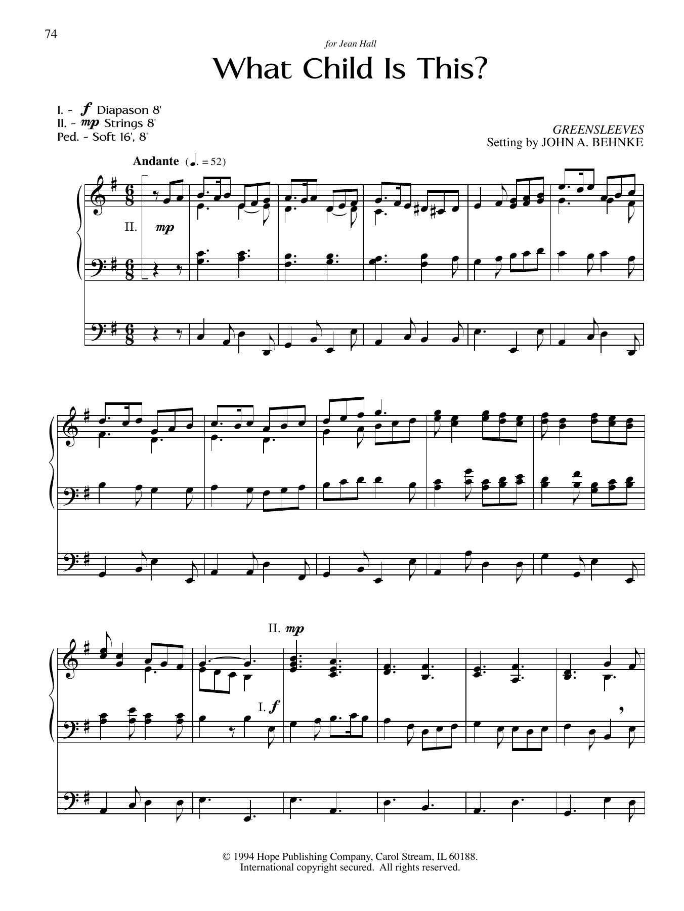 John A. Behnke What Child Is This? Sheet Music Notes & Chords for Organ - Download or Print PDF