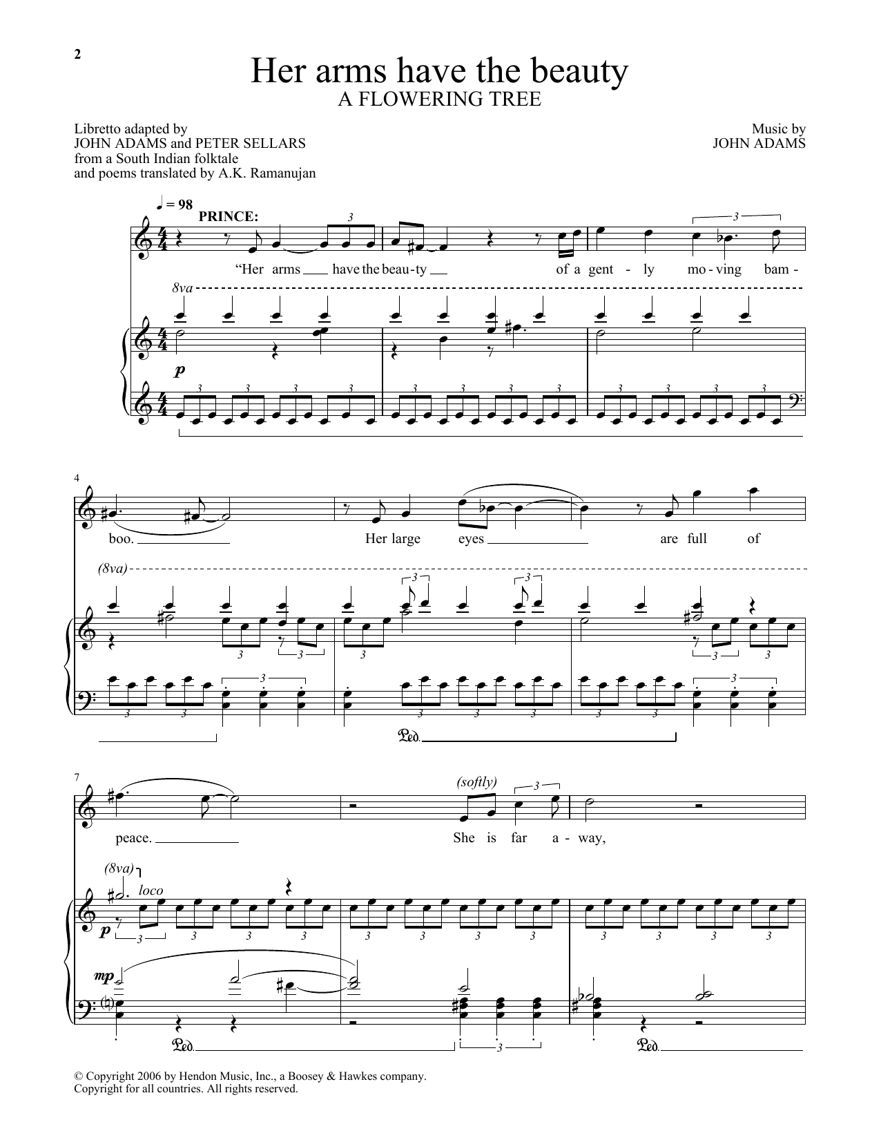 John Adams Her arms have the beauty (from A Flowering Tree) Sheet Music Notes & Chords for Piano & Vocal - Download or Print PDF