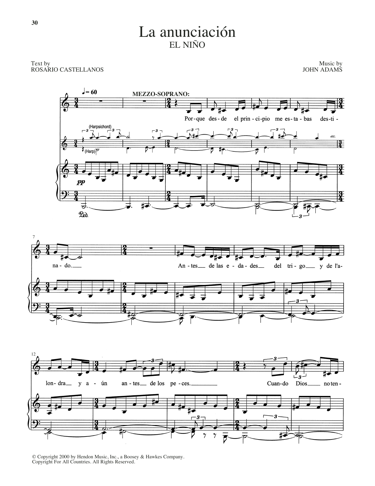 John Adams La Anunciacion Sheet Music Notes & Chords for Piano & Vocal - Download or Print PDF