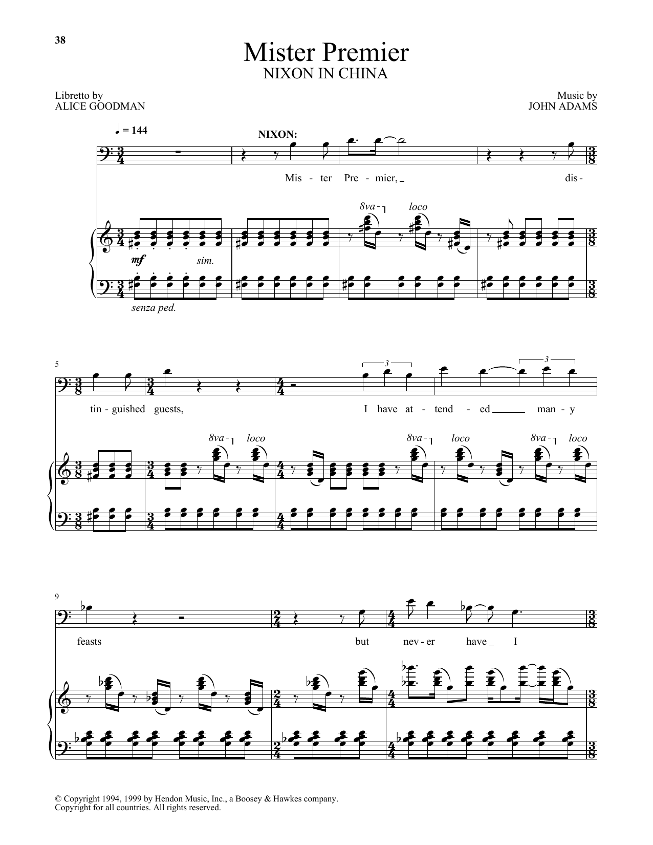 John Adams Mister Premier (from Nixon In China) Sheet Music Notes & Chords for Piano & Vocal - Download or Print PDF