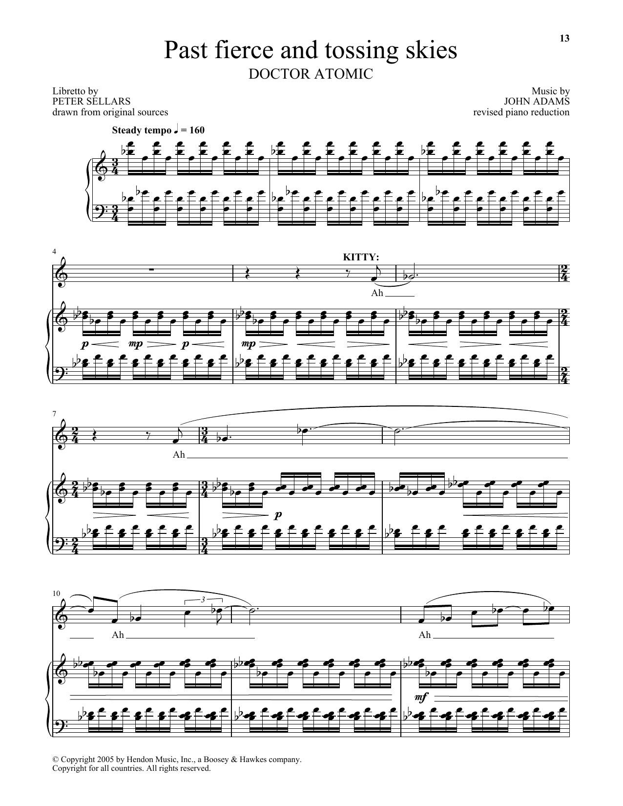 John Adams Past fierce and tossing skies (from Doctor Atomic) Sheet Music Notes & Chords for Piano & Vocal - Download or Print PDF