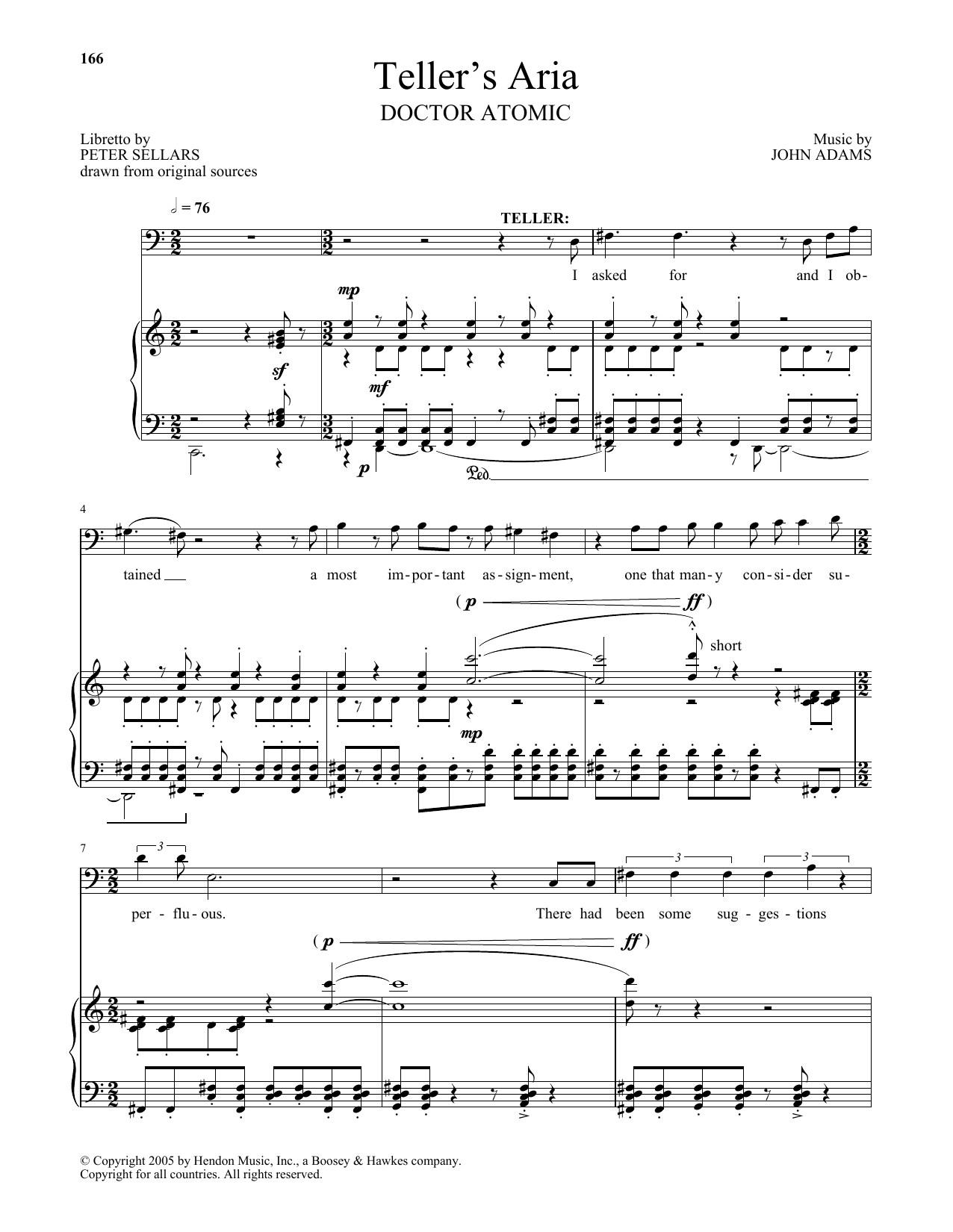 John Adams Teller's Aria (from Doctor Atomic) Sheet Music Notes & Chords for Piano & Vocal - Download or Print PDF
