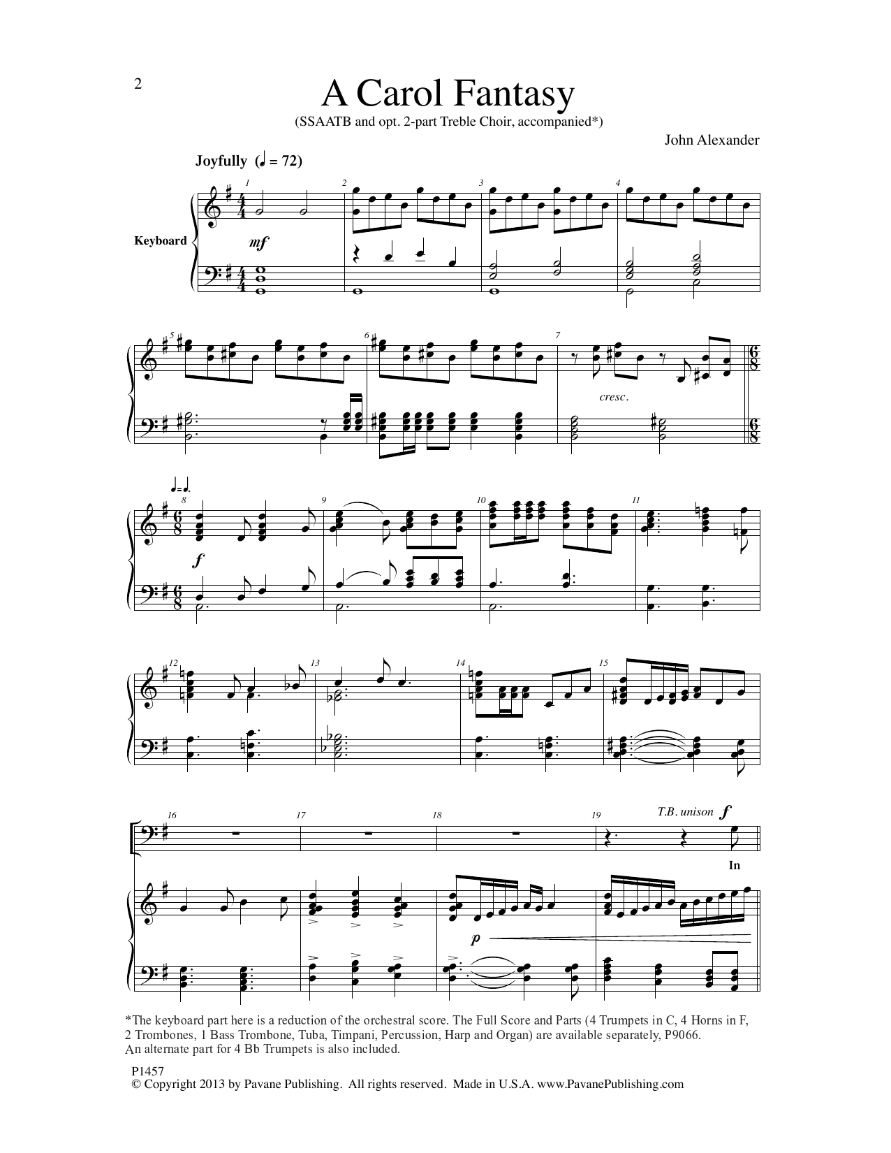 John Alexander A Carol Fantasy Sheet Music Notes & Chords for Choral - Download or Print PDF