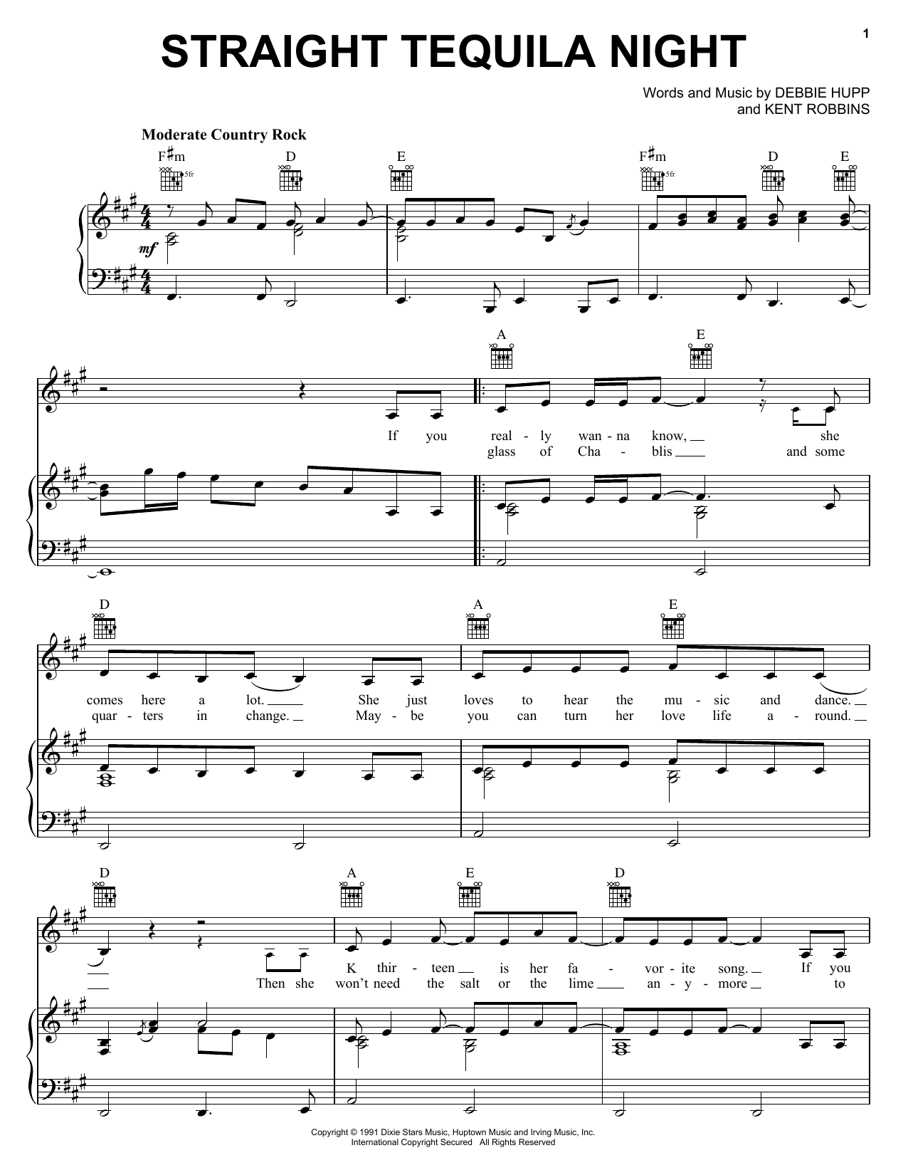 John Anderson Straight Tequila Night Sheet Music Notes & Chords for Real Book – Melody, Lyrics & Chords - Download or Print PDF