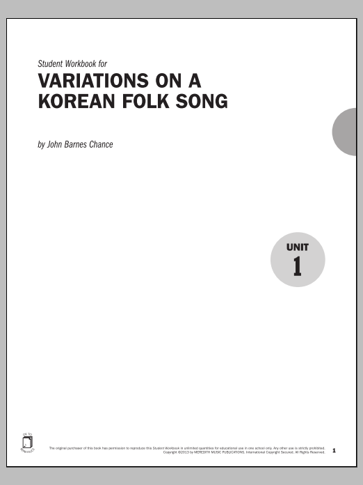John Barnes Chance Guides to Band Masterworks, Vol. 3 - Student Workbook - Variations on a Korean Folk Song Sheet Music Notes & Chords for Instrumental Method - Download or Print PDF