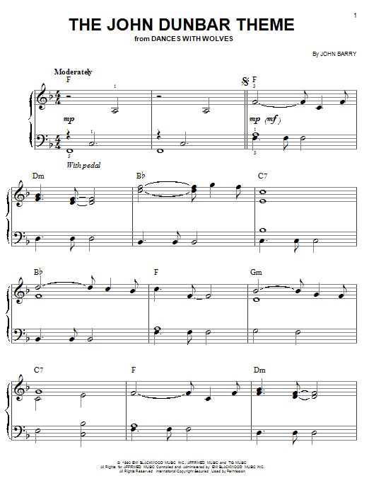 John Barry The John Dunbar Theme Sheet Music Notes & Chords for Tenor Saxophone - Download or Print PDF