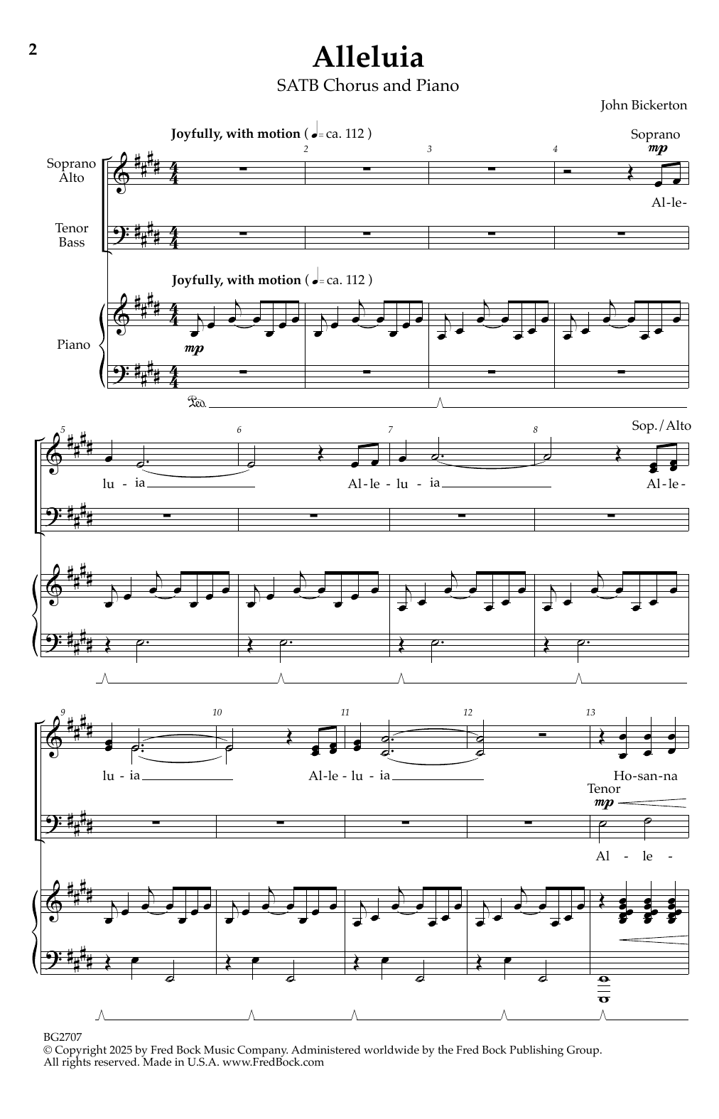 John Bickerton Alleluia Sheet Music Notes & Chords for SATB Choir - Download or Print PDF