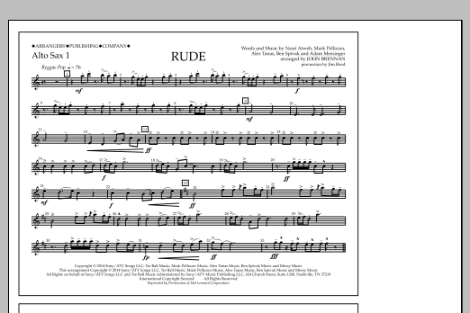 John Brennan Rude - Alto Sax 1 Sheet Music Notes & Chords for Marching Band - Download or Print PDF