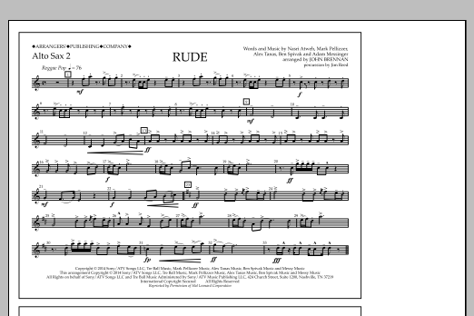 John Brennan Rude - Alto Sax 2 Sheet Music Notes & Chords for Marching Band - Download or Print PDF