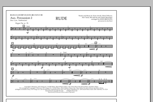 John Brennan Rude - Aux. Perc. 2 Sheet Music Notes & Chords for Marching Band - Download or Print PDF