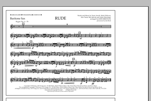 John Brennan Rude - Baritone Sax Sheet Music Notes & Chords for Marching Band - Download or Print PDF