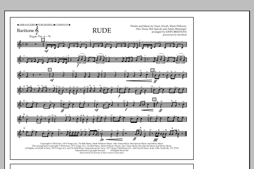John Brennan Rude - Baritone T.C. Sheet Music Notes & Chords for Marching Band - Download or Print PDF