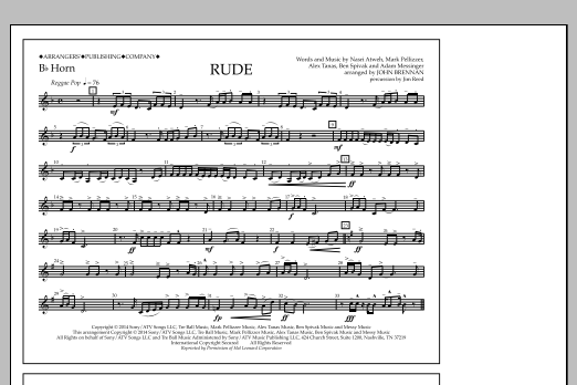 John Brennan Rude - Bb Horn Sheet Music Notes & Chords for Marching Band - Download or Print PDF