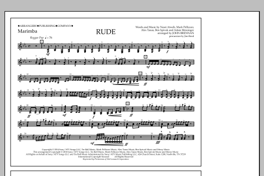 John Brennan Rude - Marimba Sheet Music Notes & Chords for Marching Band - Download or Print PDF