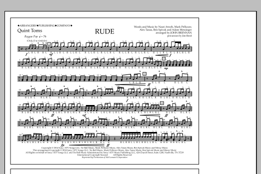 John Brennan Rude - Quint-Toms Sheet Music Notes & Chords for Marching Band - Download or Print PDF