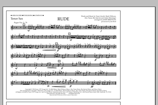 John Brennan Rude - Tenor Sax Sheet Music Notes & Chords for Marching Band - Download or Print PDF