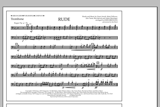 John Brennan Rude - Trombone Sheet Music Notes & Chords for Marching Band - Download or Print PDF
