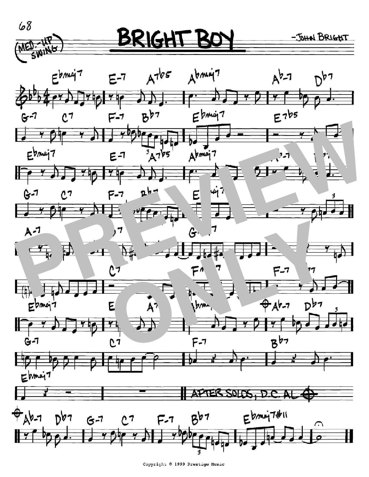 John Bright Bright Boy Sheet Music Notes & Chords for Real Book - Melody & Chords - C Instruments - Download or Print PDF