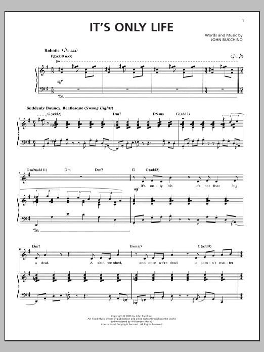 John Bucchino It's Only Life Sheet Music Notes & Chords for Piano & Vocal - Download or Print PDF