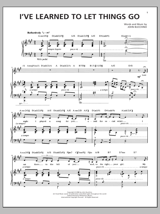 John Bucchino I've Learned To Let Things Go Sheet Music Notes & Chords for Piano & Vocal - Download or Print PDF