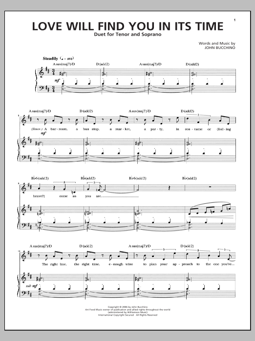 John Bucchino Love Will Find You In Its Time Sheet Music Notes & Chords for Piano & Vocal - Download or Print PDF