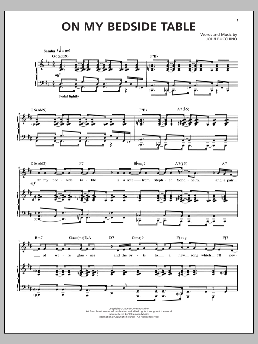 John Bucchino On My Bedside Table Sheet Music Notes & Chords for Piano & Vocal - Download or Print PDF