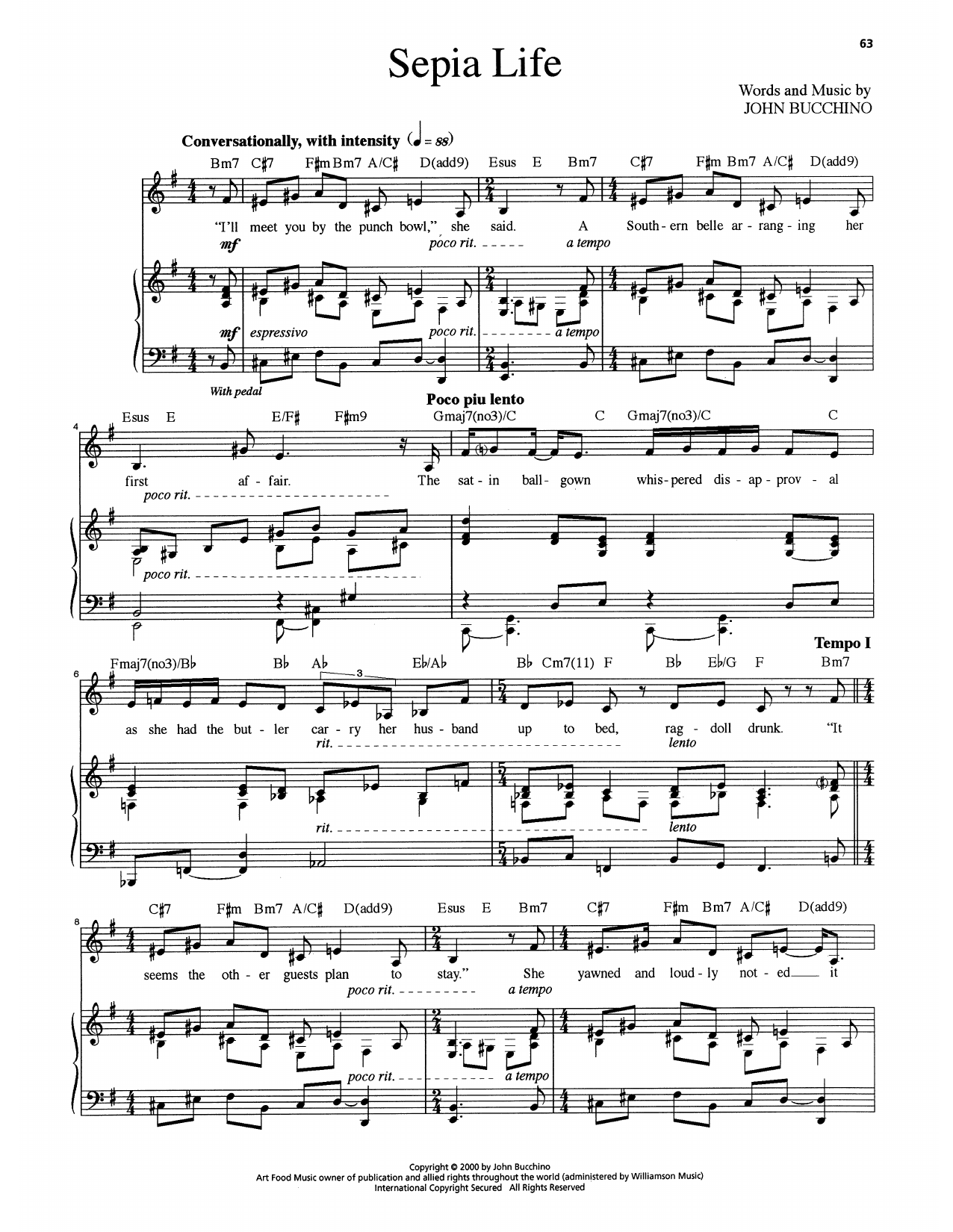 John Bucchino Sepia Life Sheet Music Notes & Chords for Piano & Vocal - Download or Print PDF