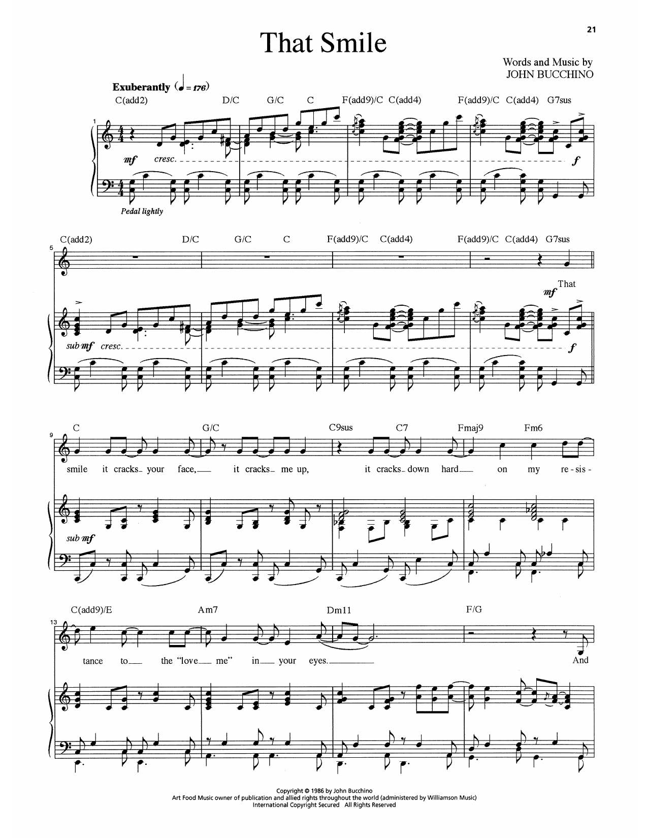 John Bucchino That Smile Sheet Music Notes & Chords for Piano & Vocal - Download or Print PDF