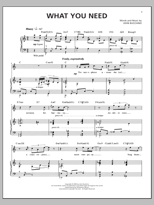 John Bucchino What You Need Sheet Music Notes & Chords for Piano & Vocal - Download or Print PDF