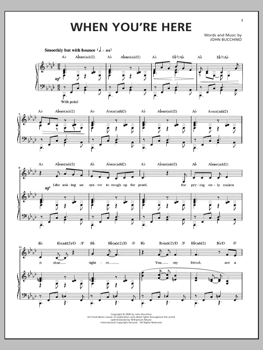 John Bucchino When You're Here Sheet Music Notes & Chords for Piano & Vocal - Download or Print PDF