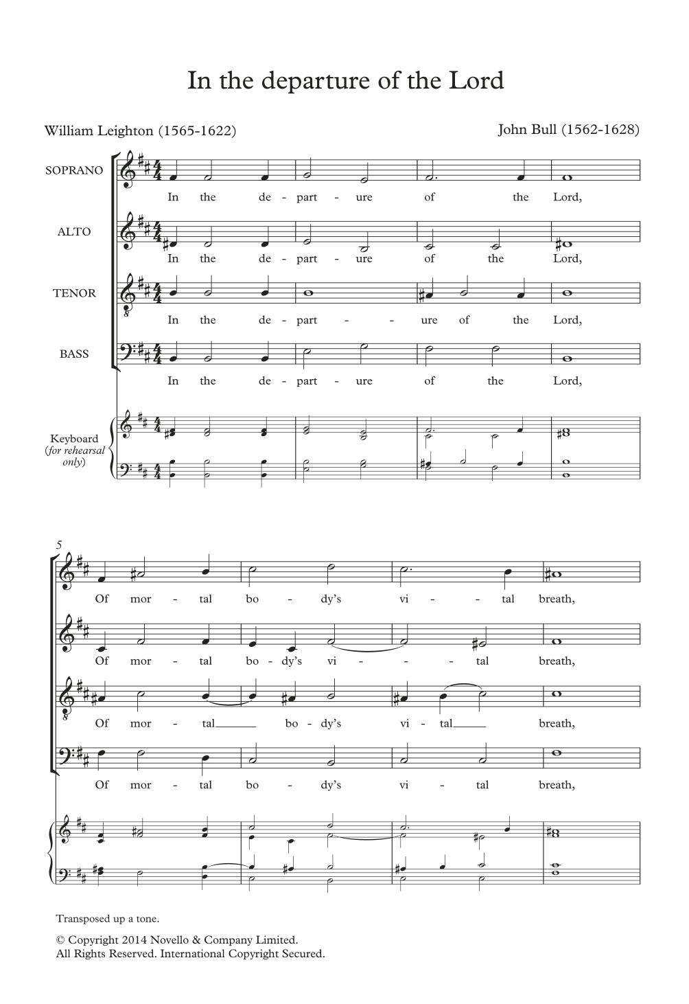 John Bull In The Departure Of The Lord Sheet Music Notes & Chords for Choir - Download or Print PDF