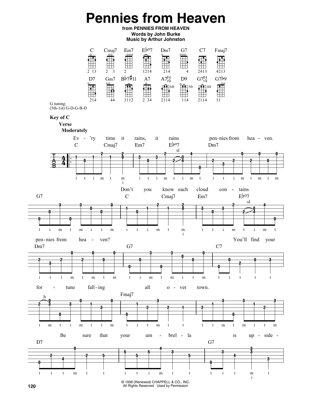 John Burke Pennies From Heaven Sheet Music Notes & Chords for Banjo - Download or Print PDF