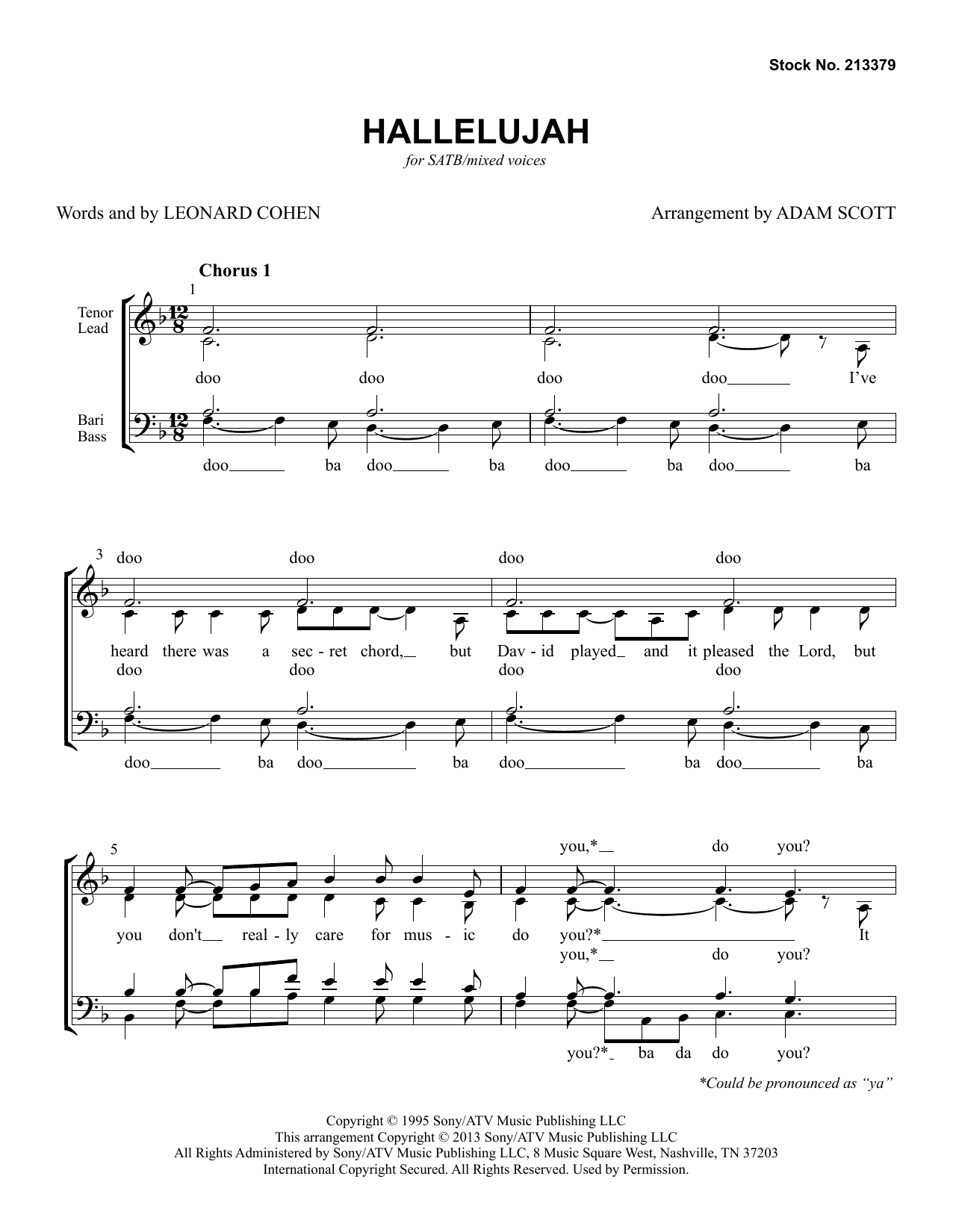 John Cale Hallelujah (arr. Adam Scott) Sheet Music Notes & Chords for SATB Choir - Download or Print PDF