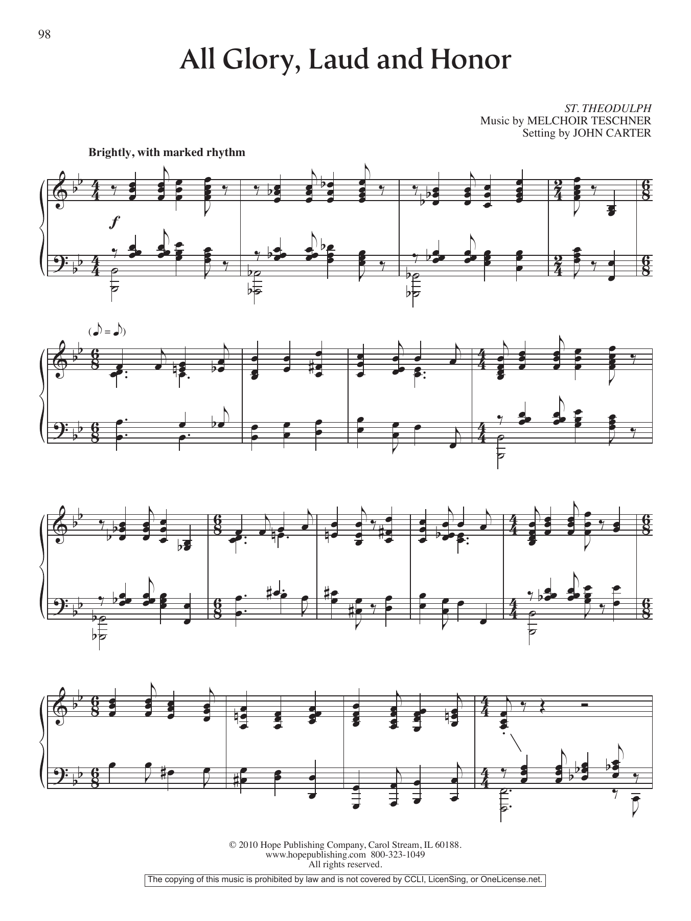John Carter All Glory, Laud and Honor Sheet Music Notes & Chords for Piano Solo - Download or Print PDF