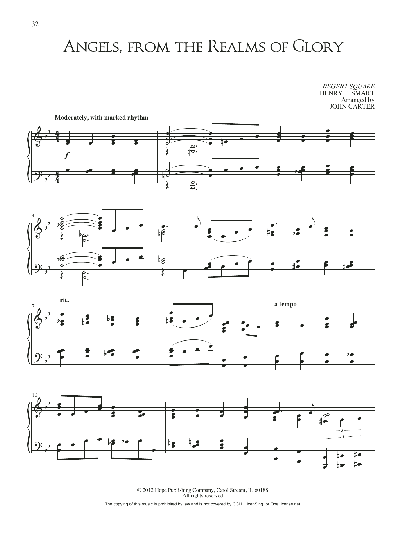 John Carter Angels, From The Realms Of Glory Sheet Music Notes & Chords for Piano Solo - Download or Print PDF