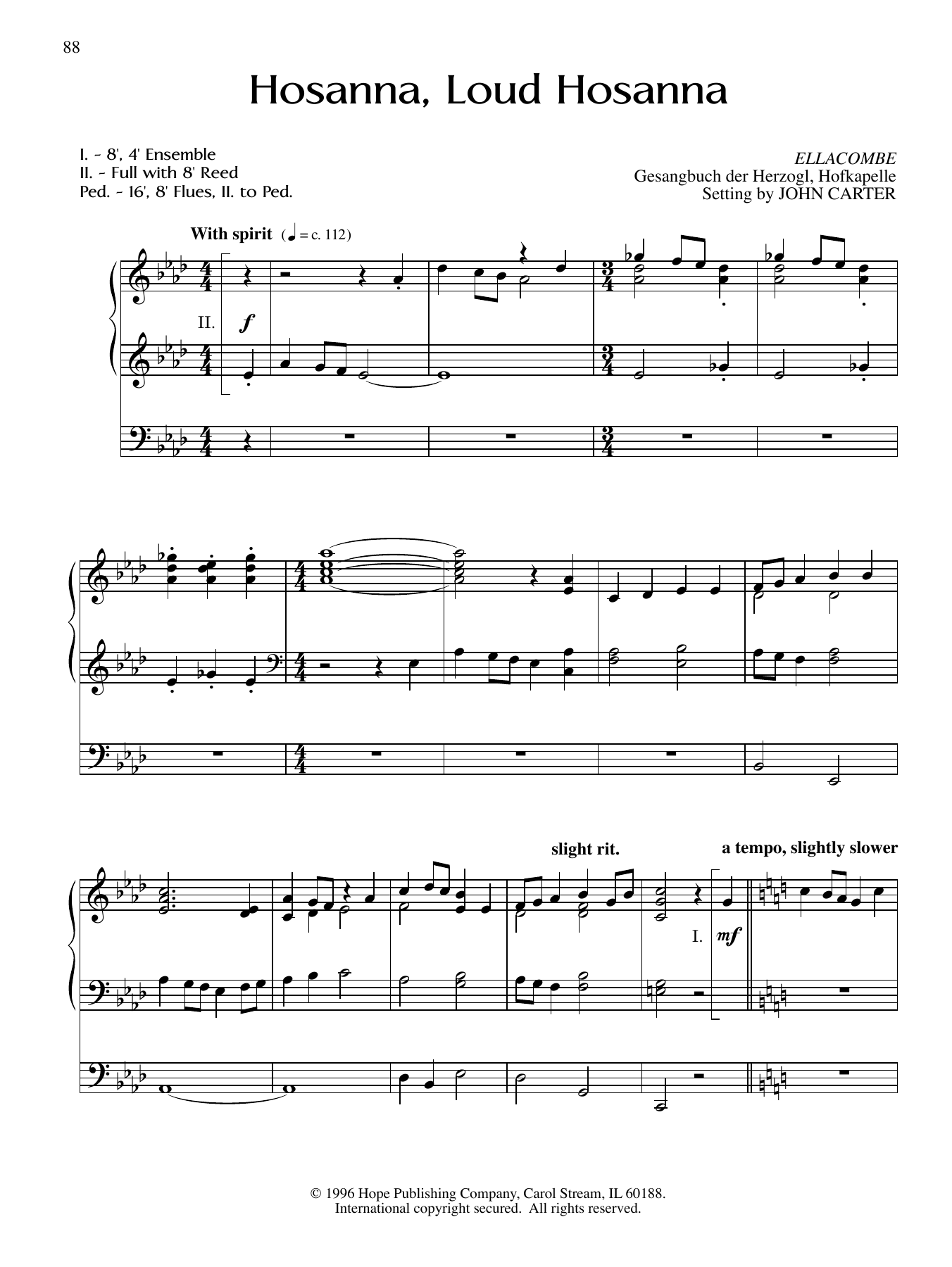 John Carter Hosanna, Loud Hosanna Sheet Music Notes & Chords for Organ - Download or Print PDF