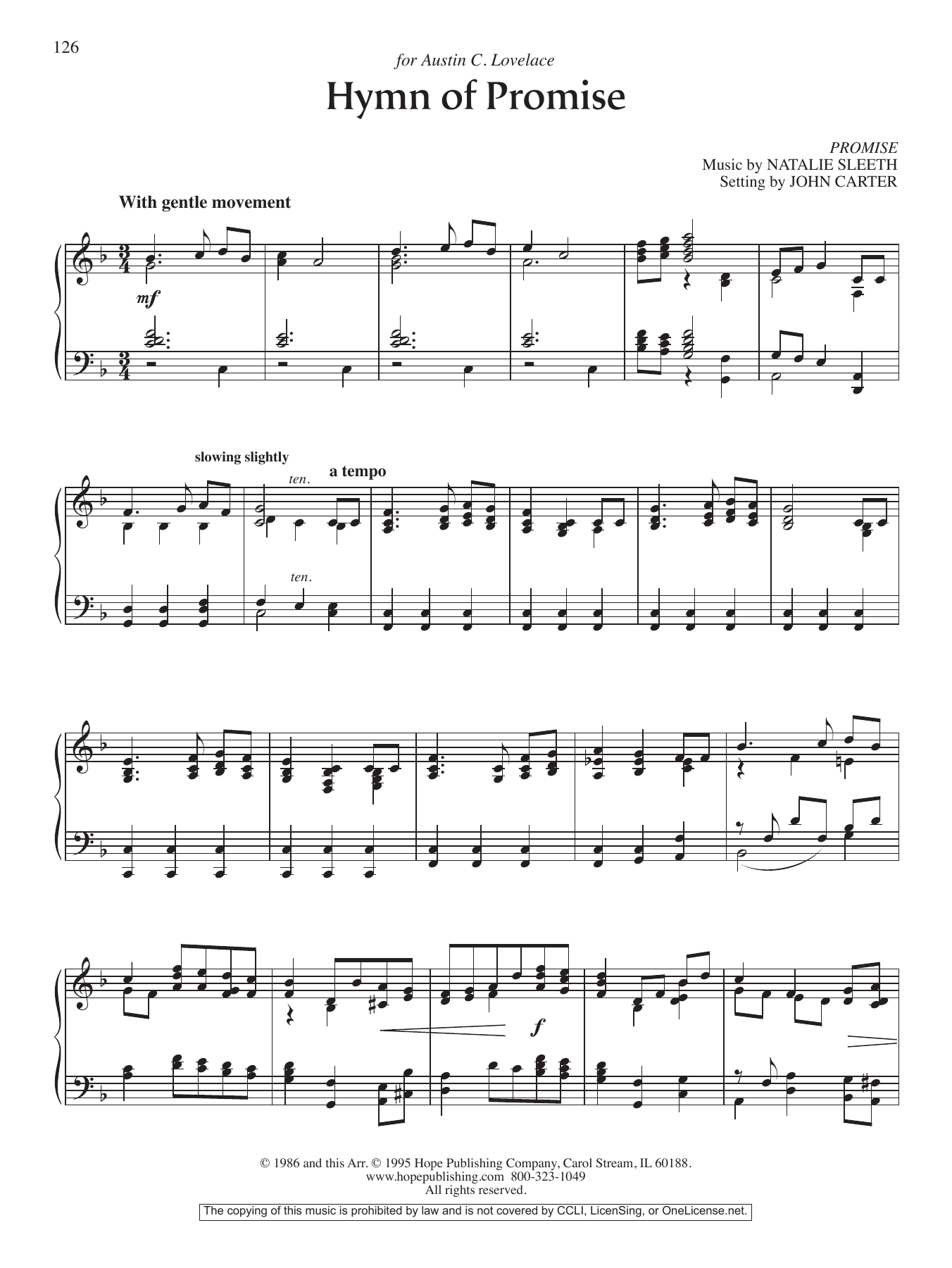 John Carter Hymn of Promise Sheet Music Notes & Chords for Piano Solo - Download or Print PDF